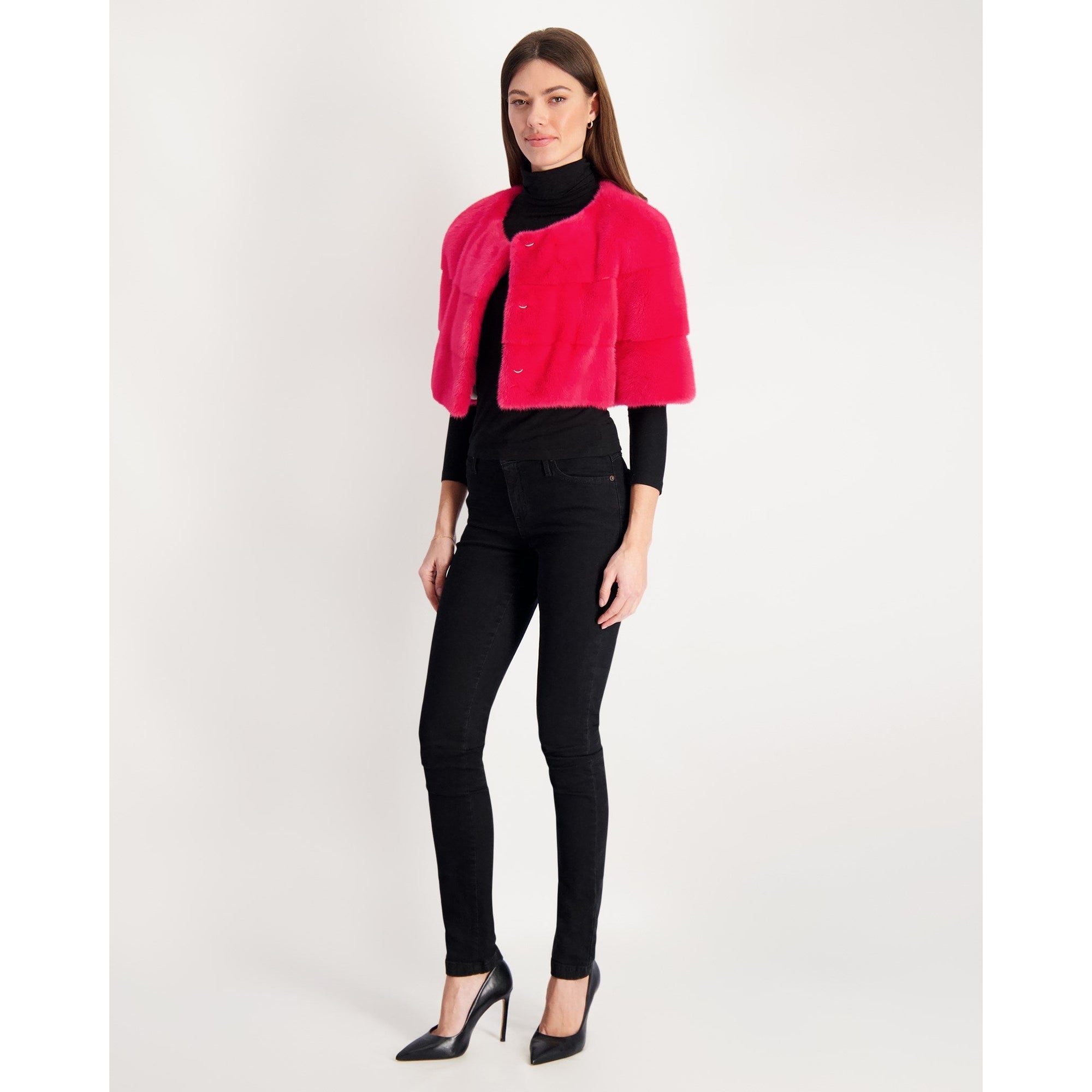 Women | Mink Bolero | Fuschia