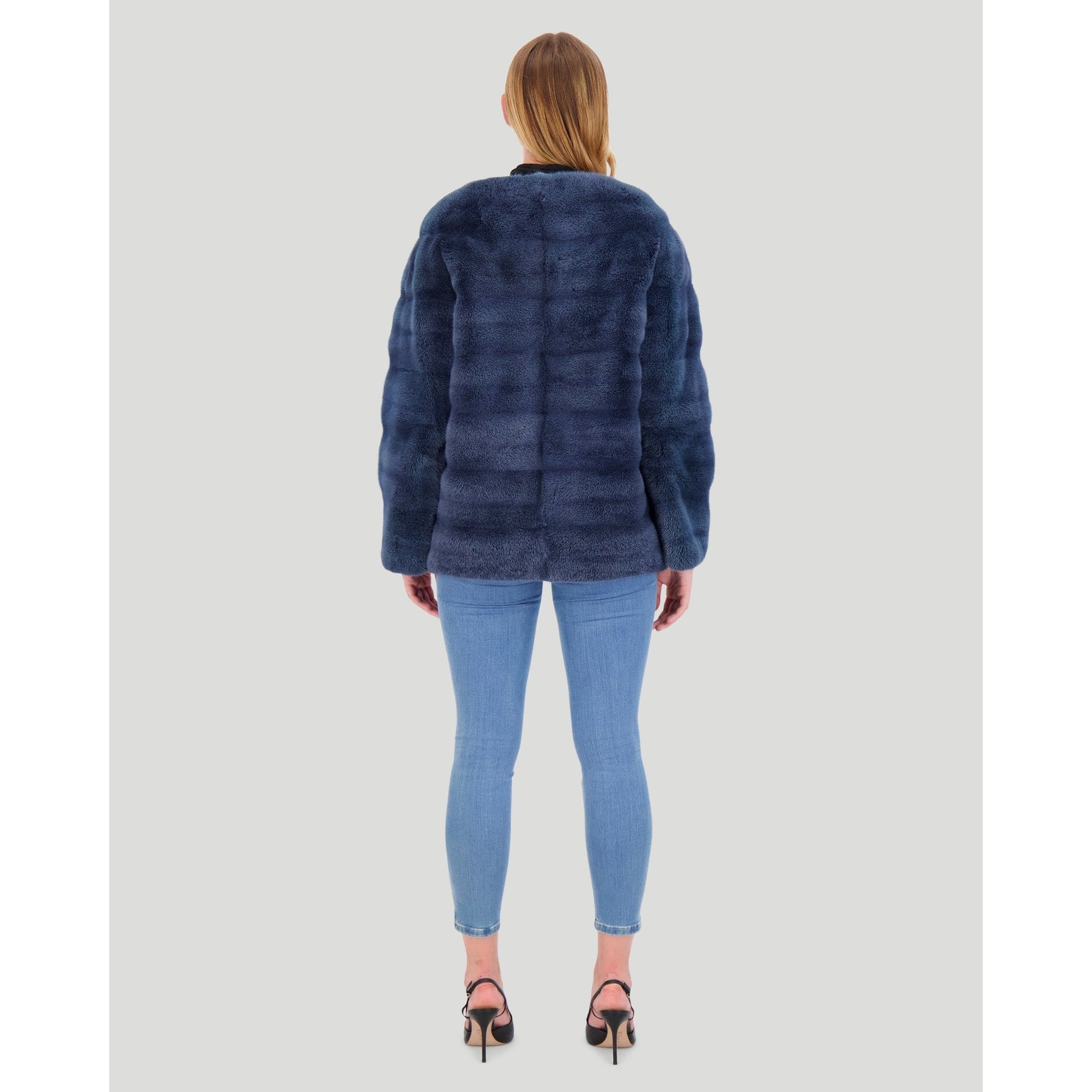 Women | Mink Funnel Neck Jacket | Denim