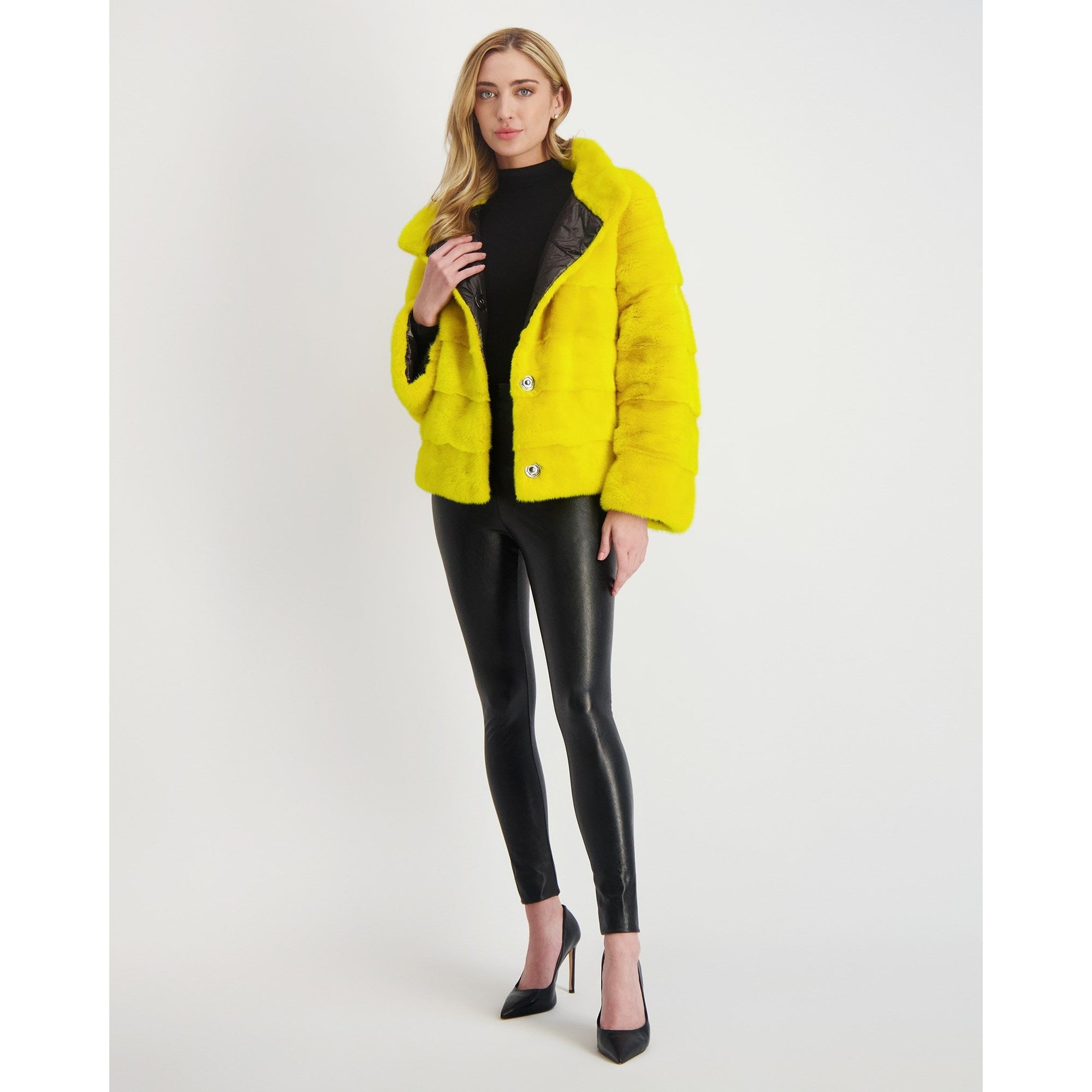 Women | Reversible Mink Jacket | Lemon