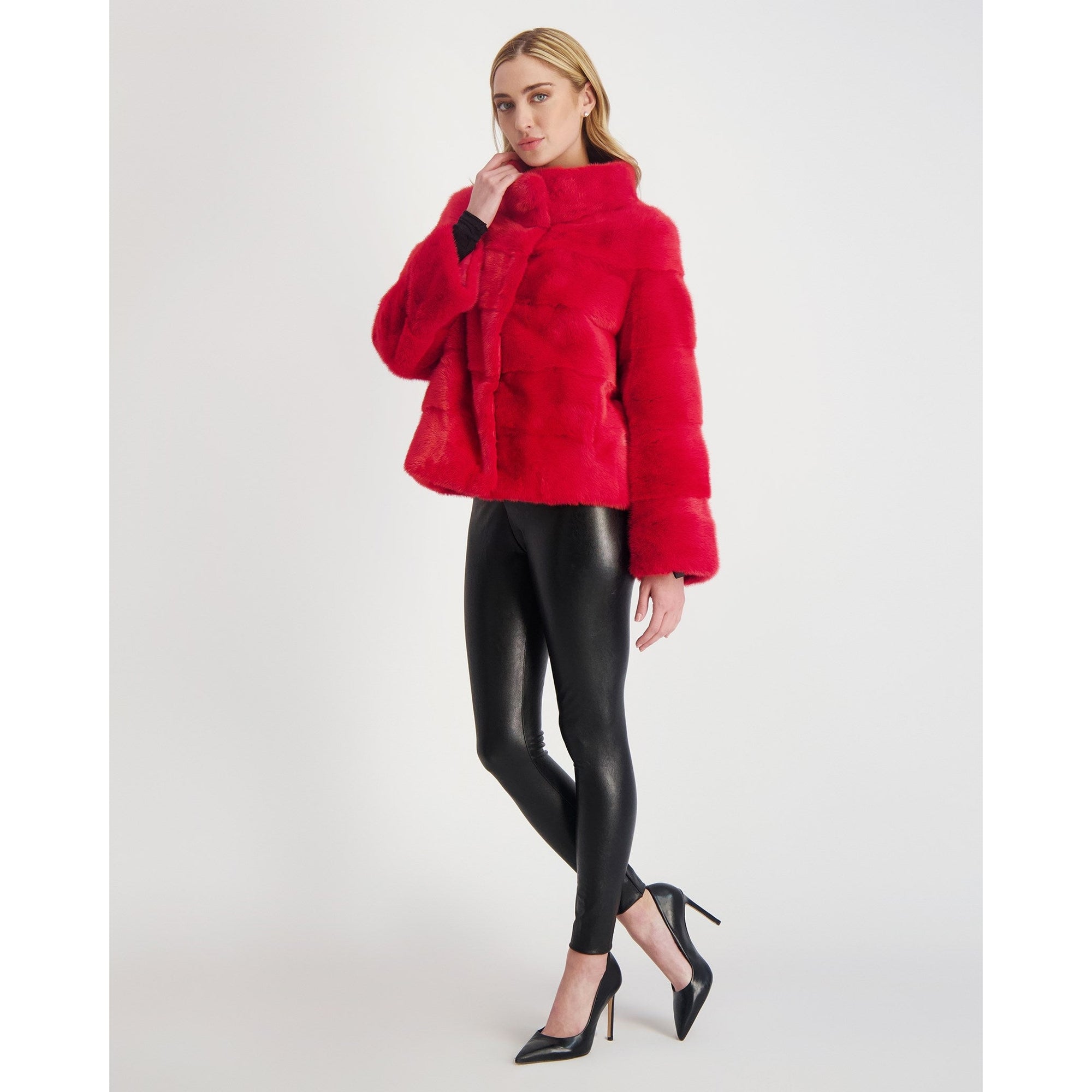 Women | Reversible Mink Jacket | Royal Red