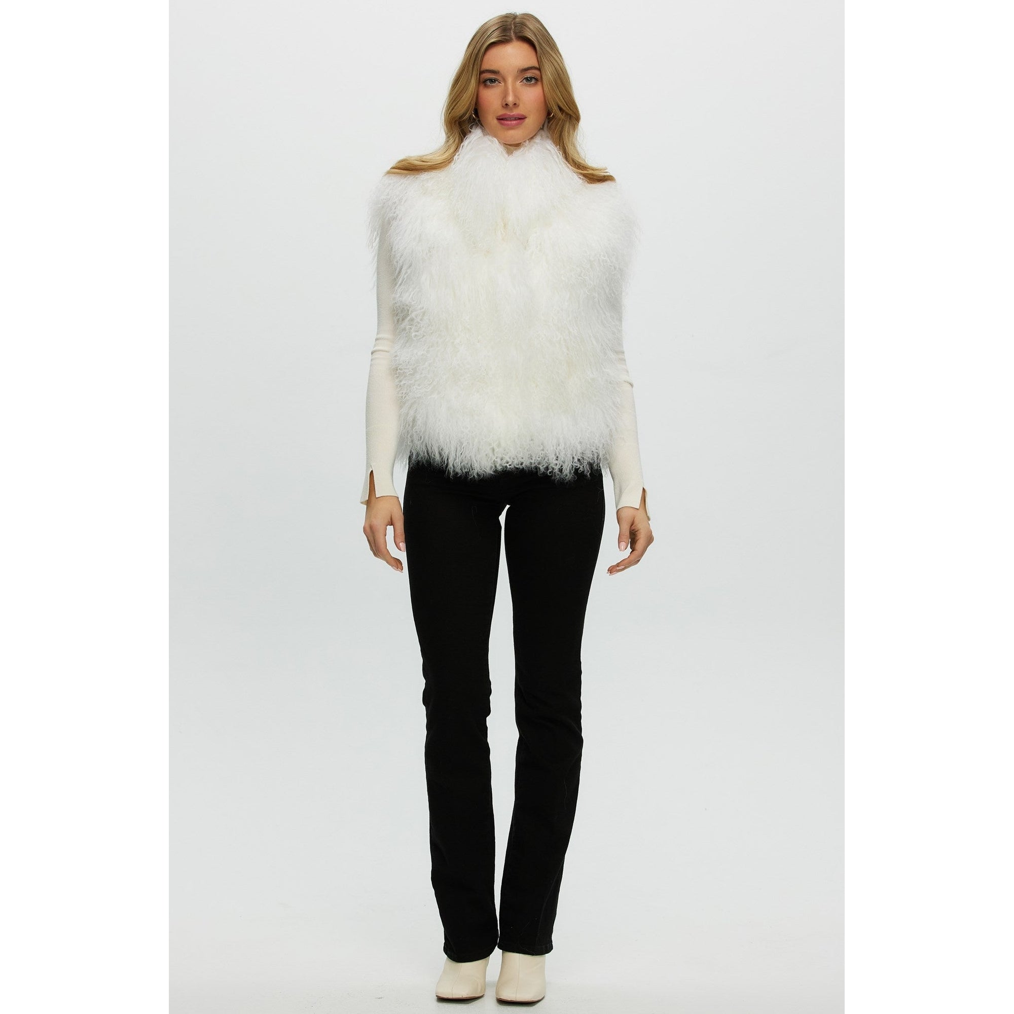 Women | Select Mongolian Lamb Vest | White