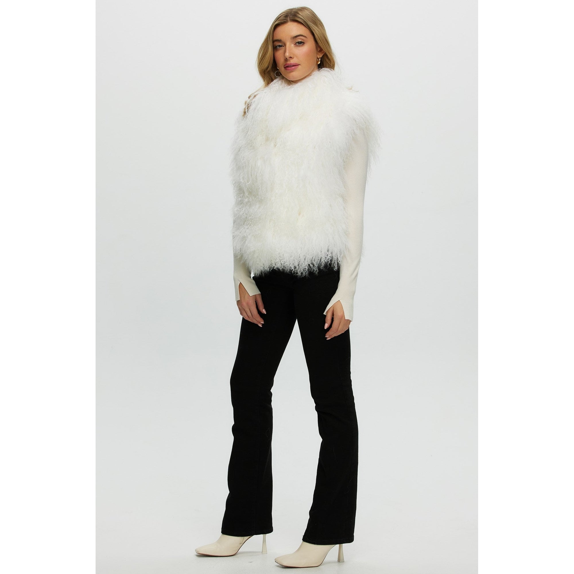 Women | Select Mongolian Lamb Vest | White