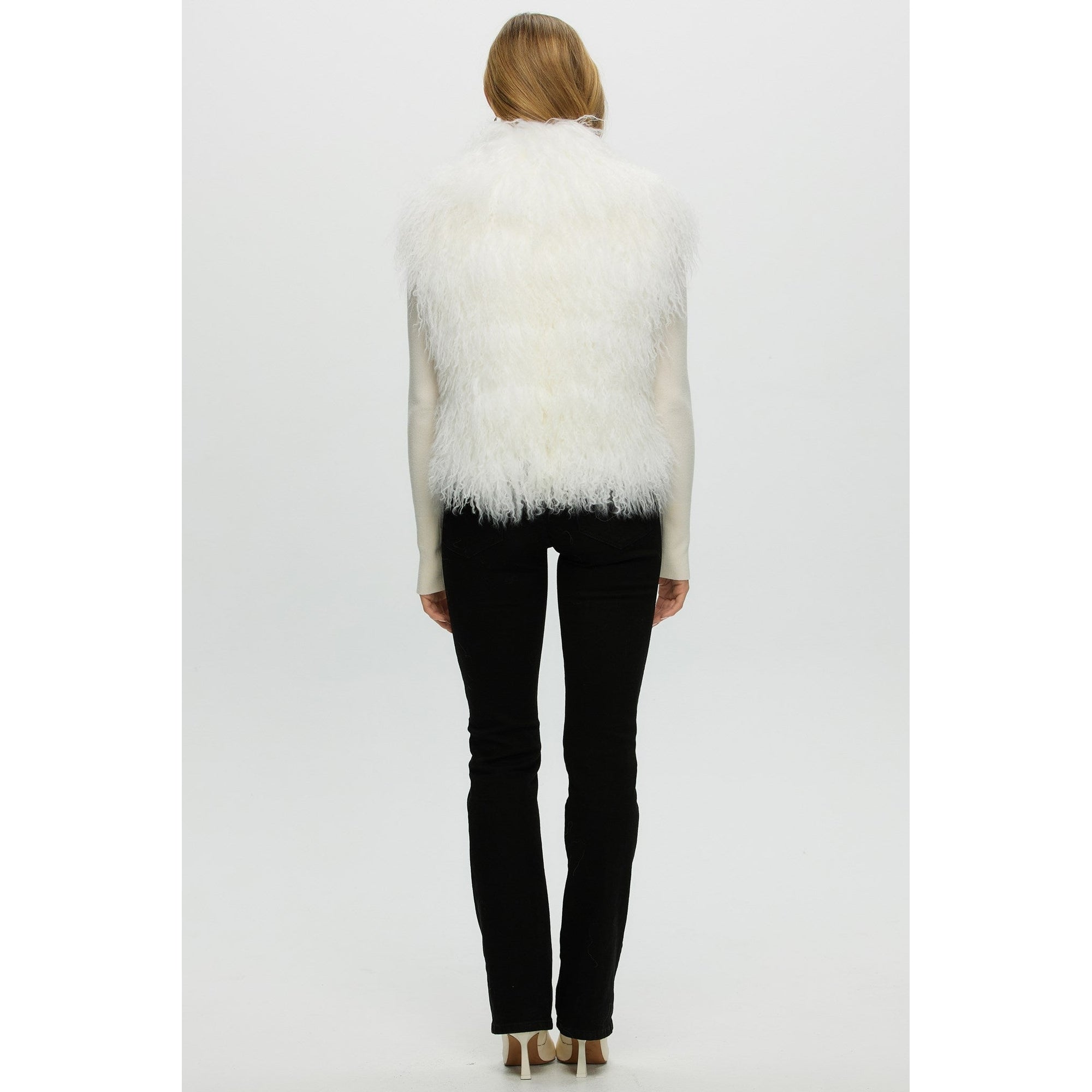 Women | Select Mongolian Lamb Vest | White