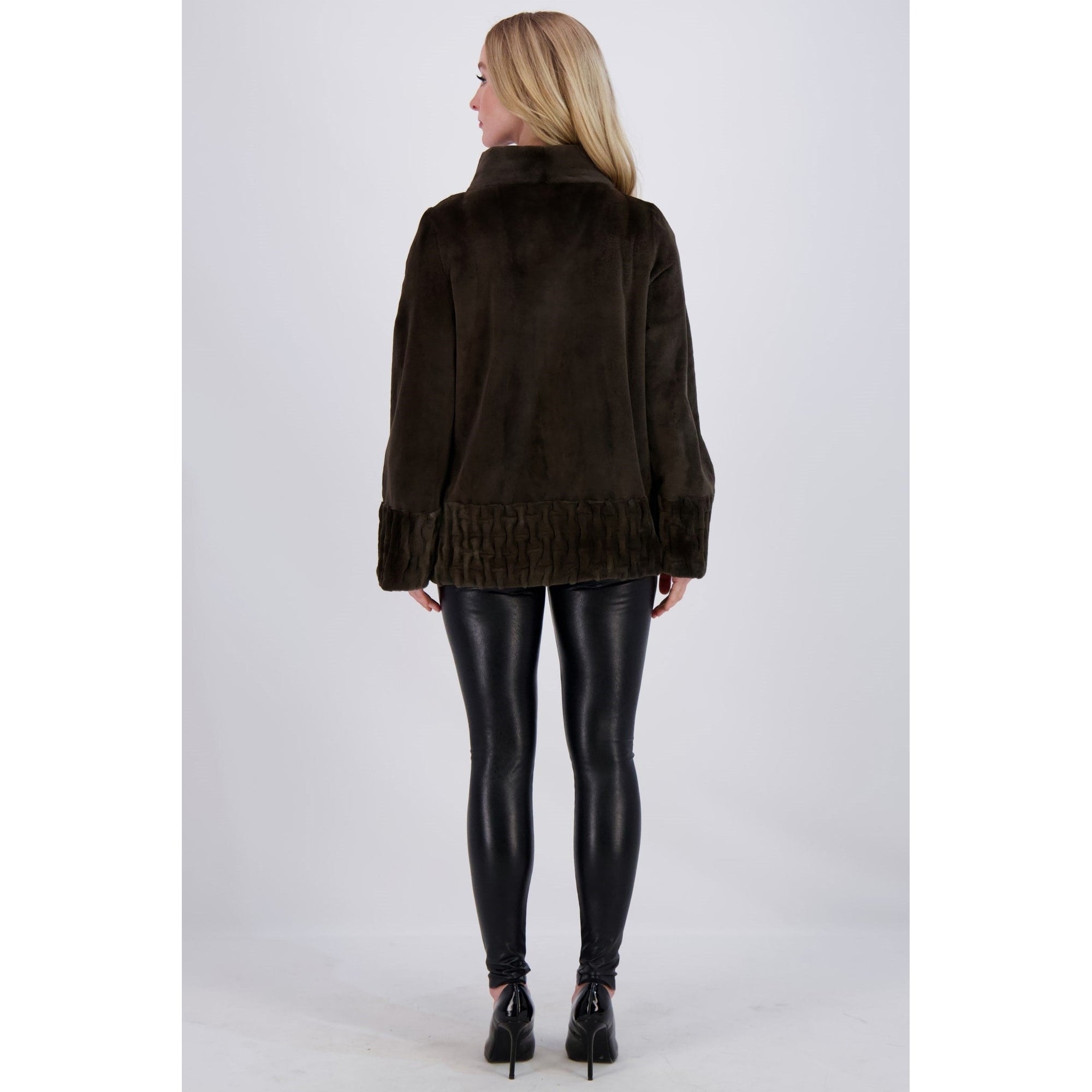 Women | Sheared Mink Jacket | Olive Green