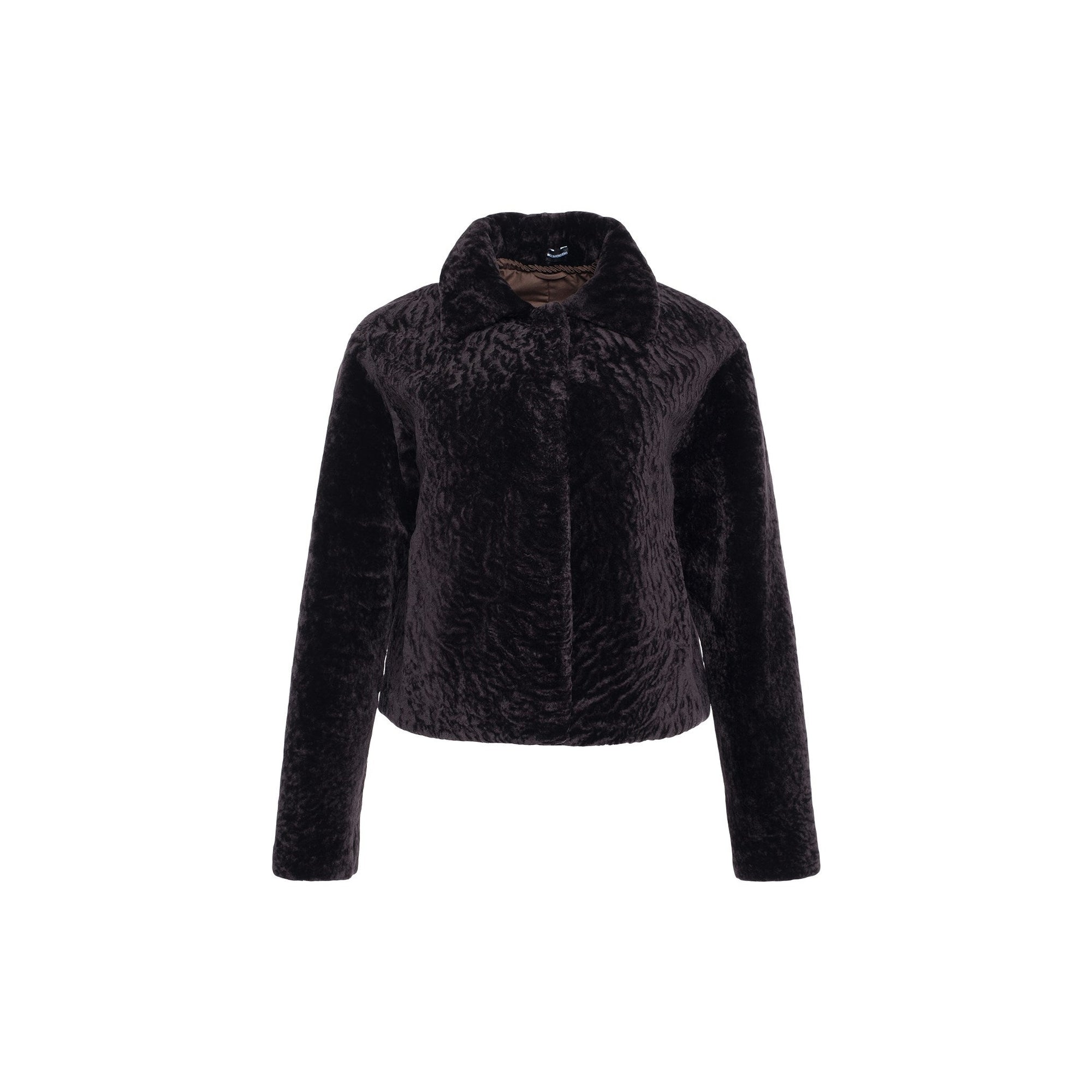 Women | Textured Shearling Lamb Jacket | Brown