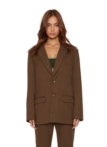 Womens | Wool Oversized Blazer | Brown