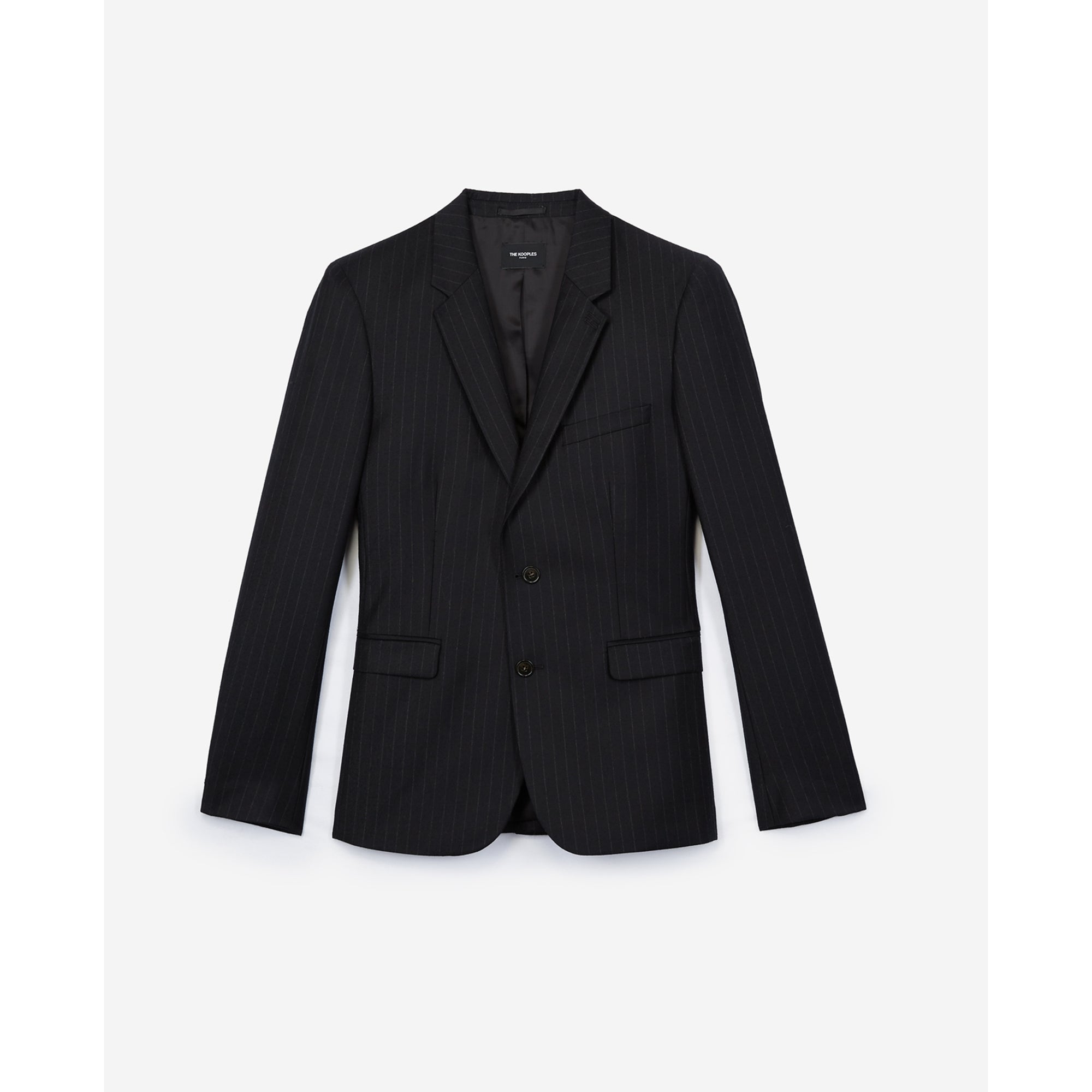 Wool Suit Jacket With White Stripes | Men | Black