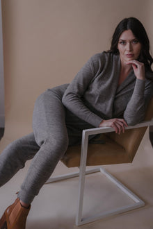 Wrap Neck Jumpsuit | Grey Heather