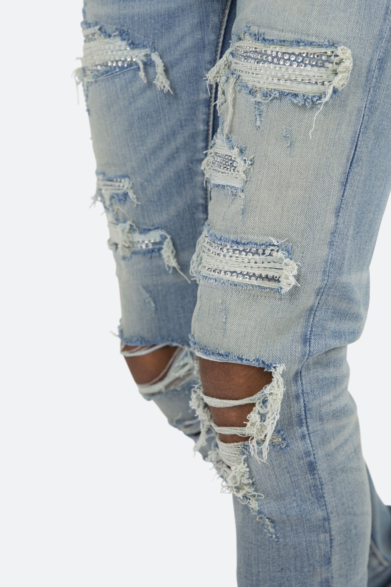 X201 Rhinestone Skinny Denim | Blue