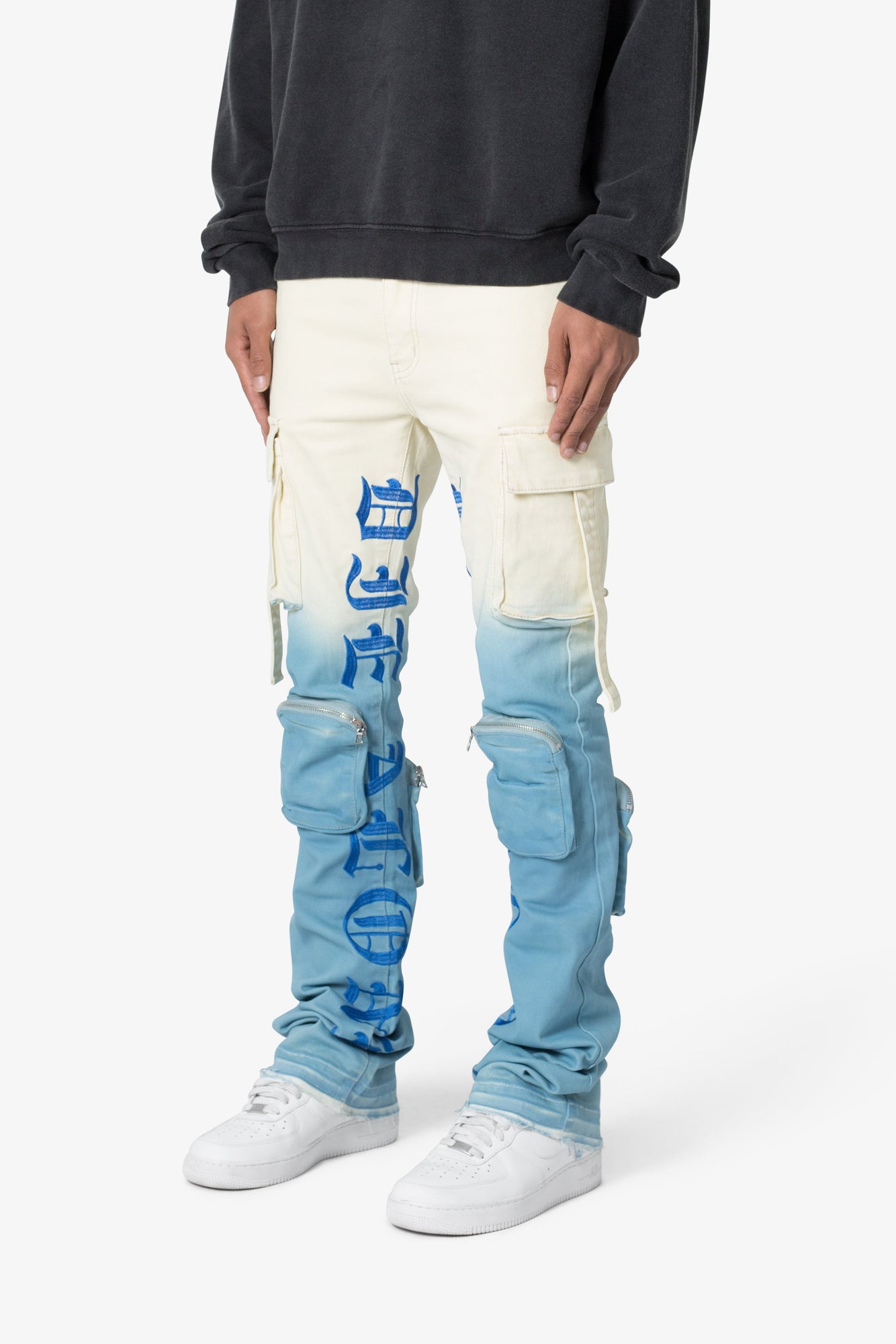 X634 Cargo Skinny Stacked Denim | Blue x White