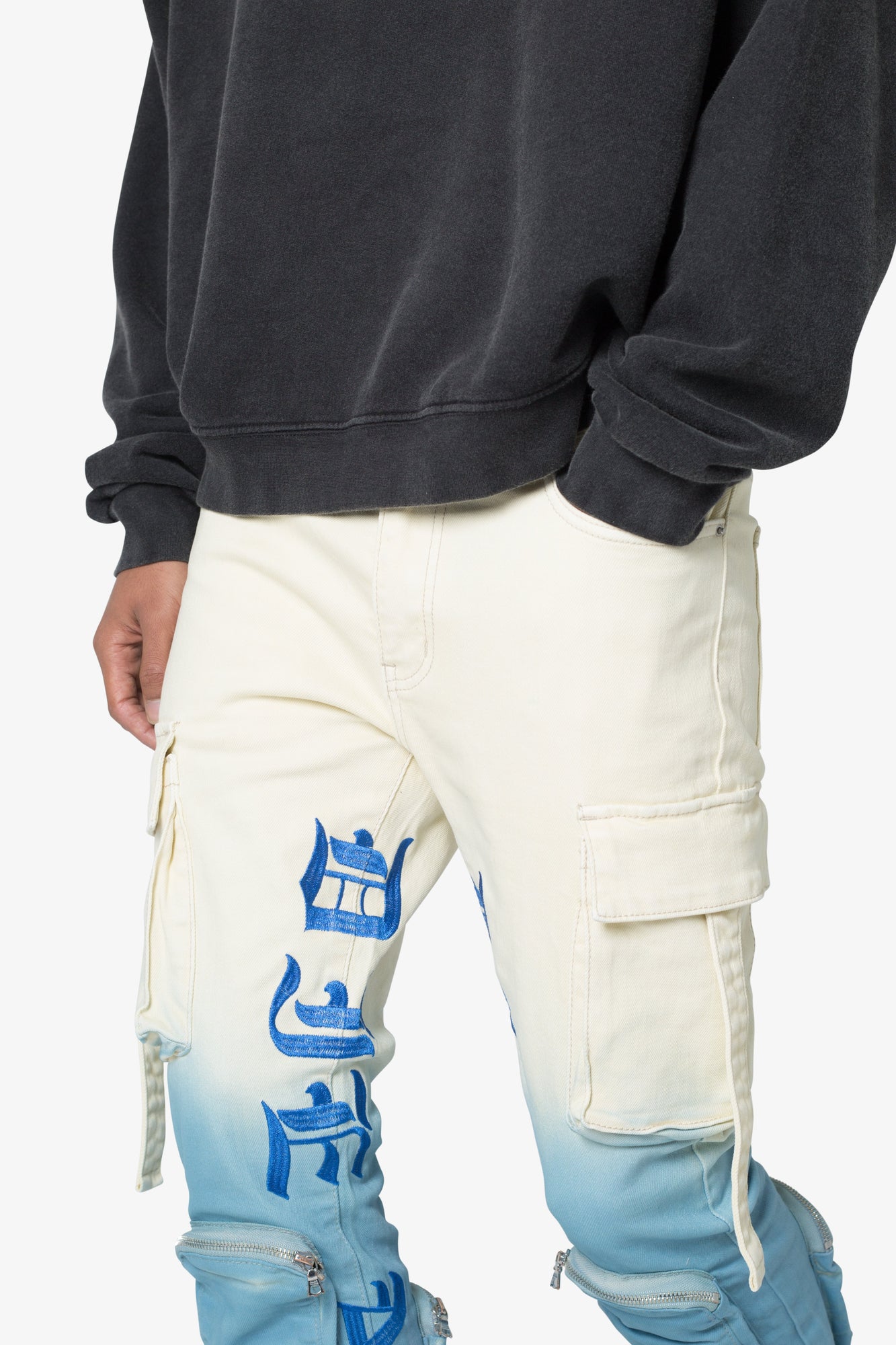 X634 Cargo Skinny Stacked Denim | Blue x White