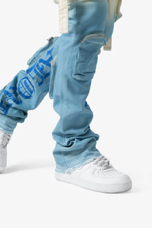 X634 Cargo Skinny Stacked Denim | Blue x White