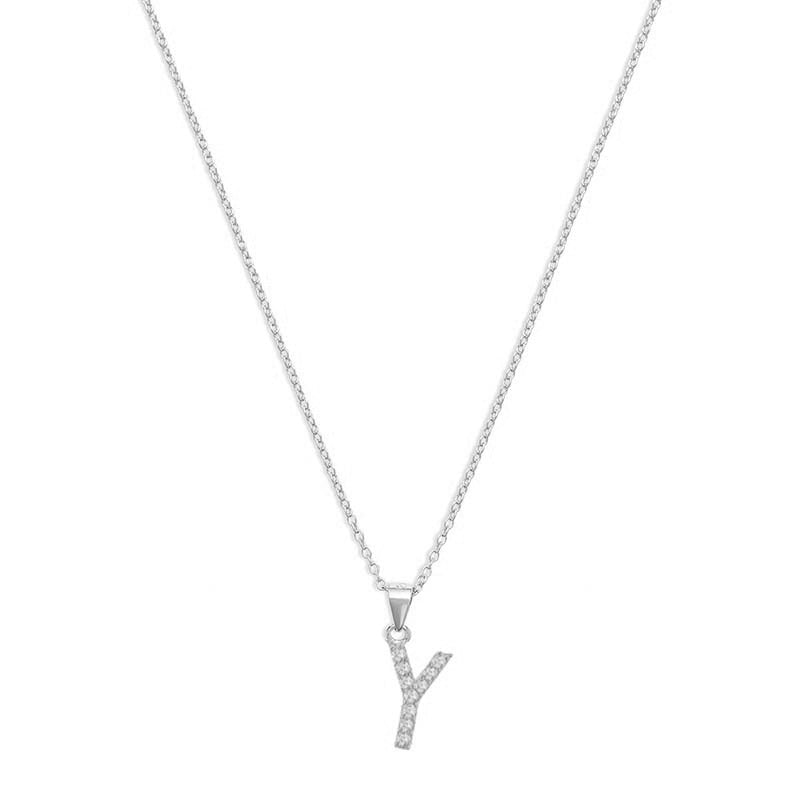 The Pave Single Block Initial Necklace | 18KT Gold Vermeil & Sterling Silver