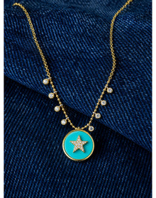 Yellow Gold Turquoise Star Necklace | 14K Two Tone Gold and Gold Plated Silver