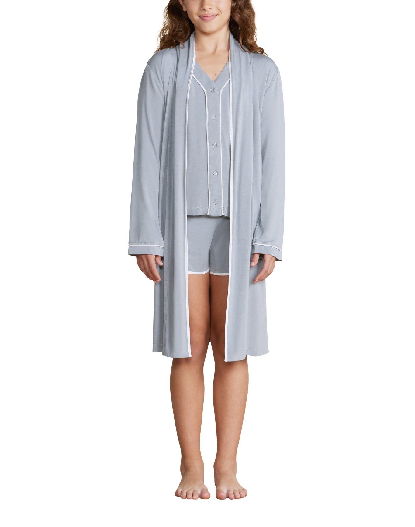 Youth | MC Soft Jersey Piped Robe | Moonbeam-White