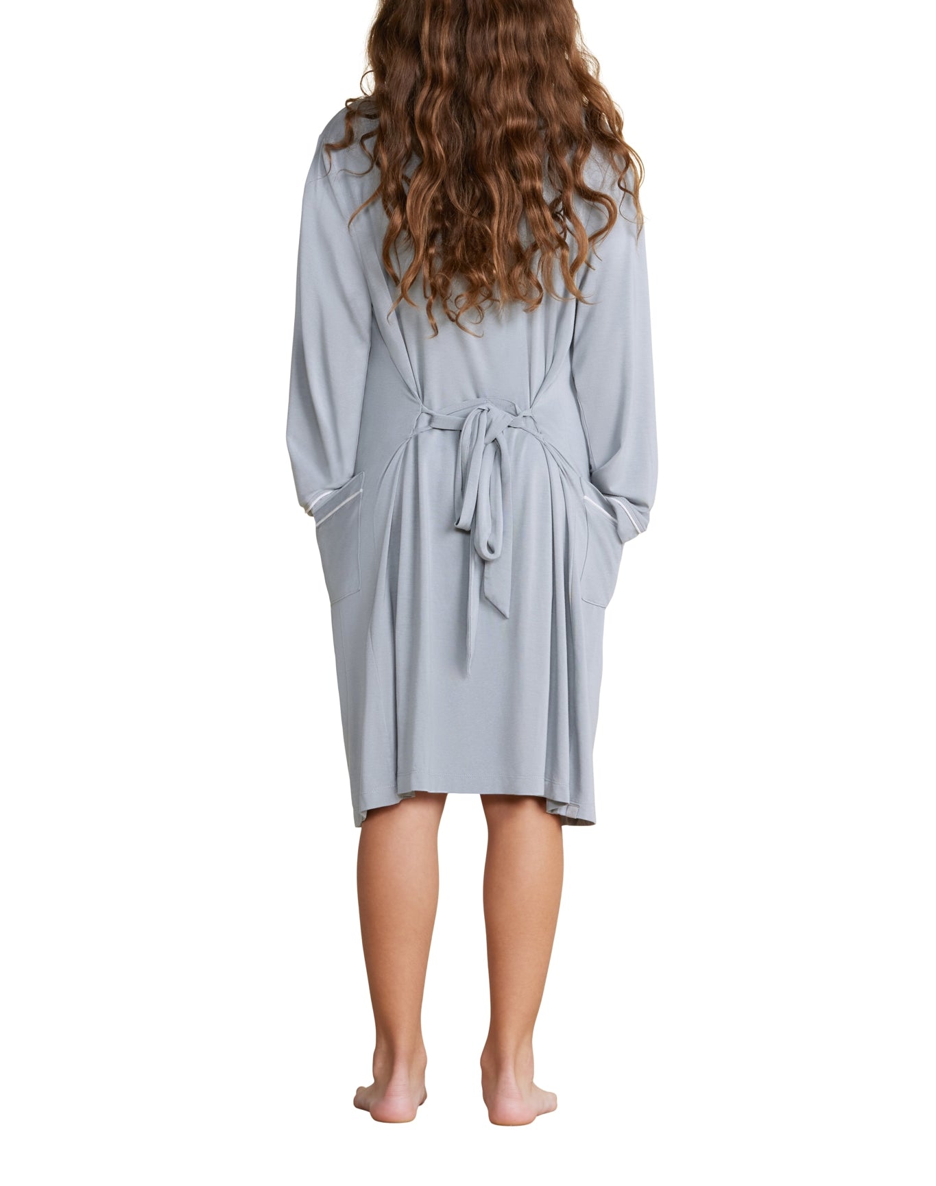 Youth | MC Soft Jersey Piped Robe | Moonbeam-White