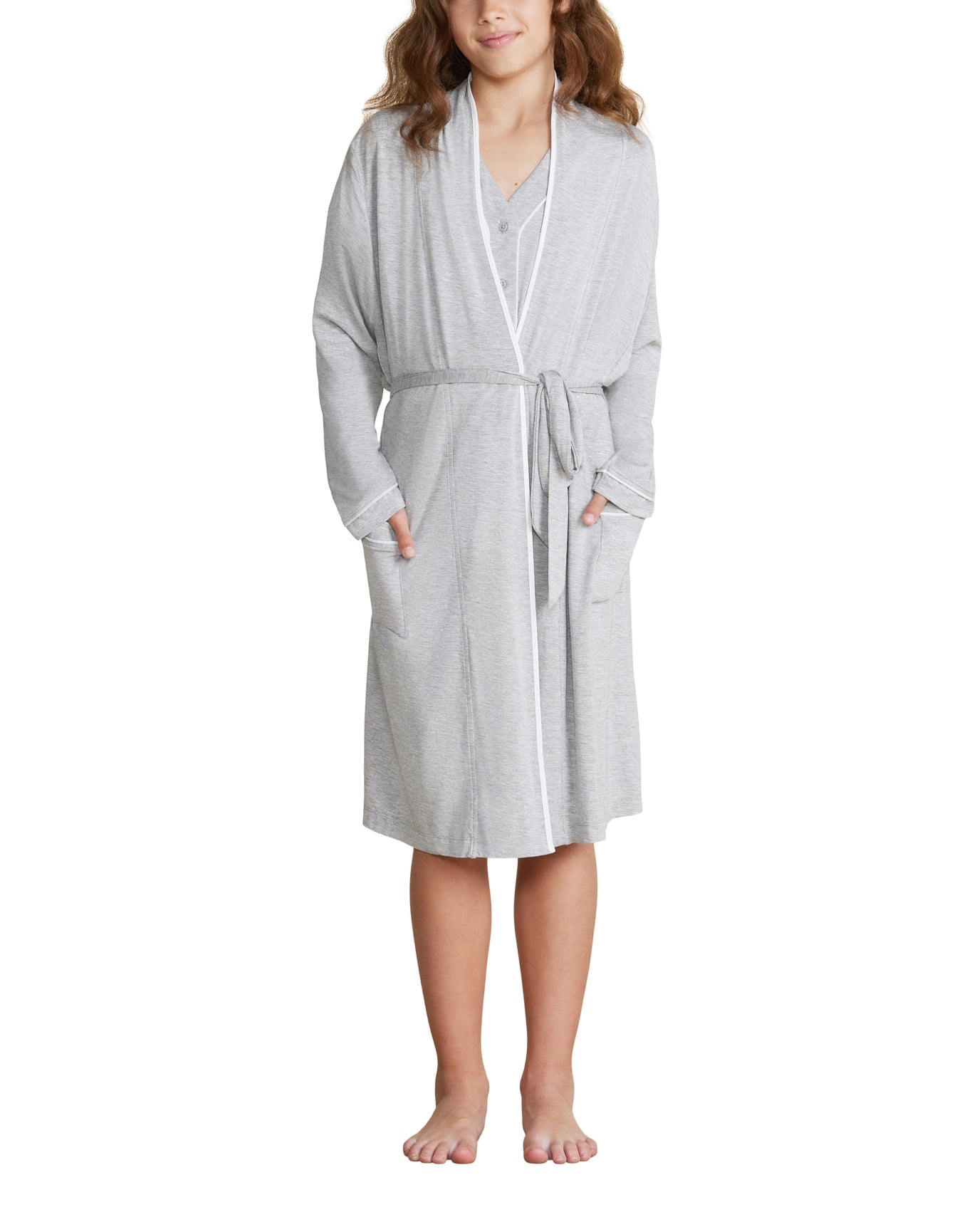 Youth | MC Soft Jersey Piped Robe | Moonbeam-White