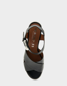 Zephyr Sandal | Black Burnished Leather