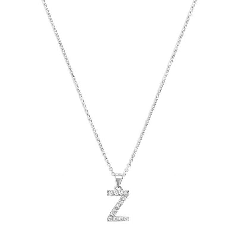 The Pave Single Block Initial Necklace | 18KT Gold Vermeil & Sterling Silver