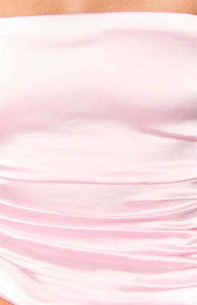 Zaylee Strapless Satin Top | Pink