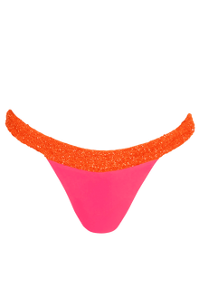 Zenya Hand - Beaded Embellished Bikini Bottom - Pink/Orange - Self - Adore