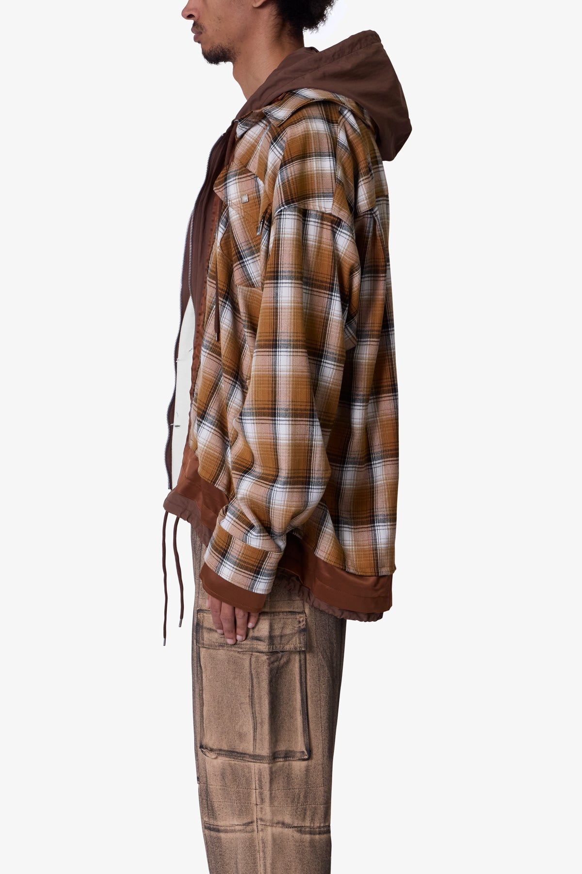 Zipped Up Flannel Jacket | Brown