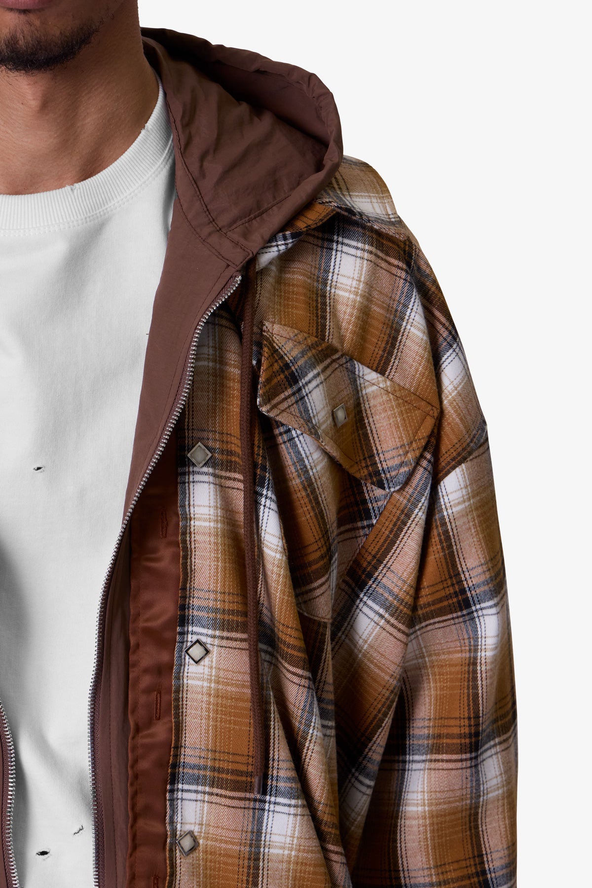 Zipped Up Flannel Jacket | Brown
