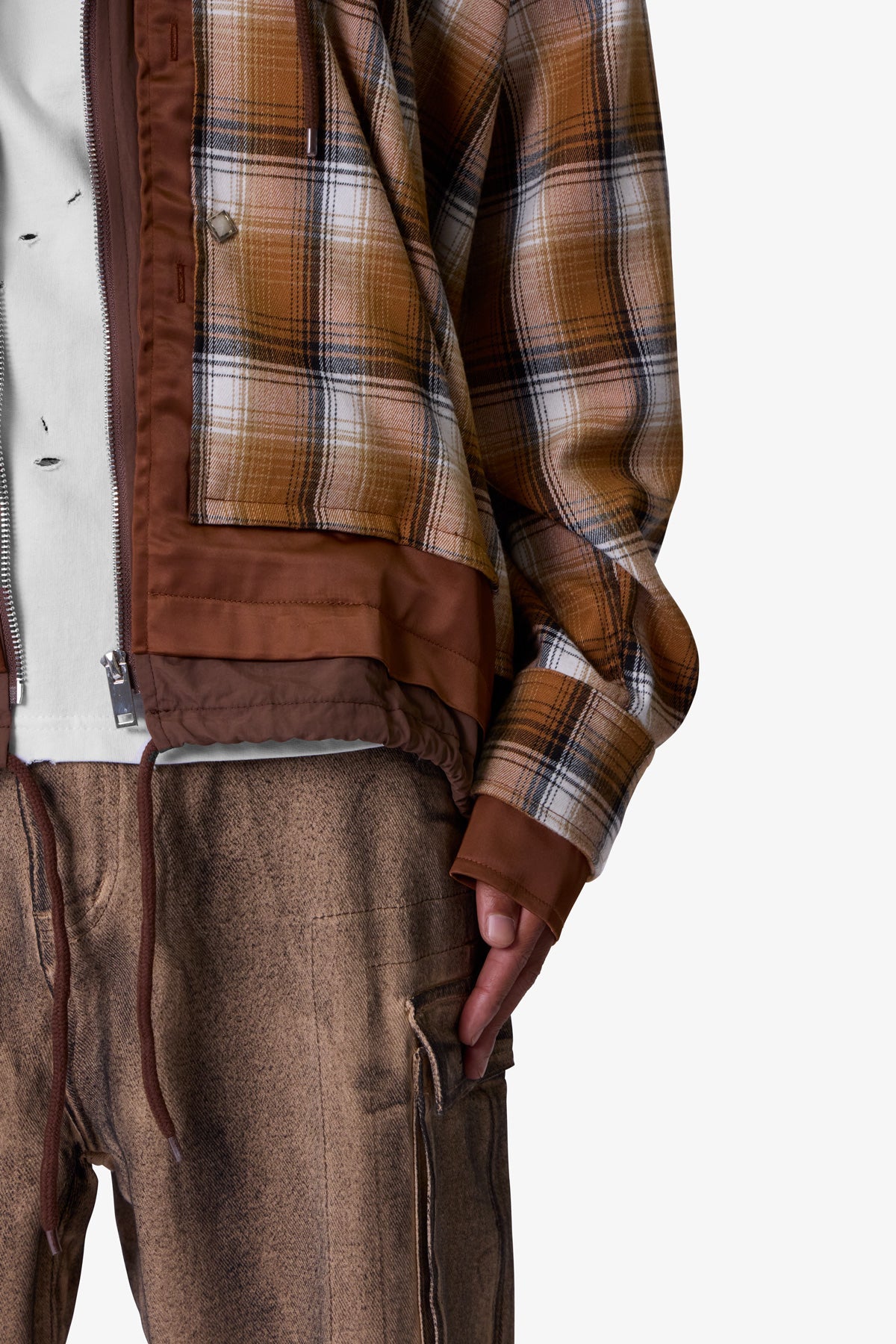 Zipped Up Flannel Jacket | Brown