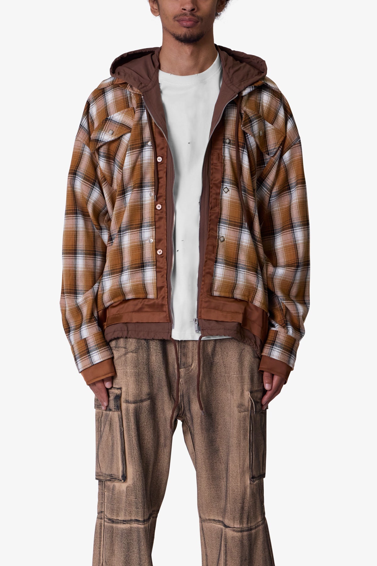 Zipped Up Flannel Jacket | Brown