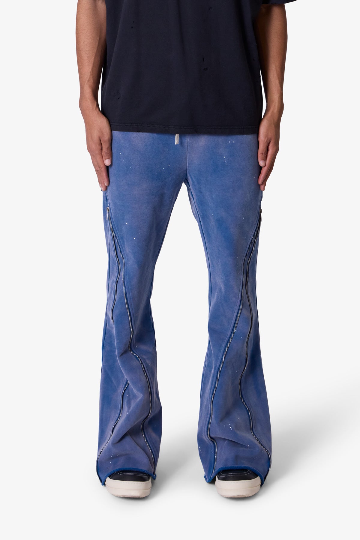 Zipper Flare Sweatpants | Blue