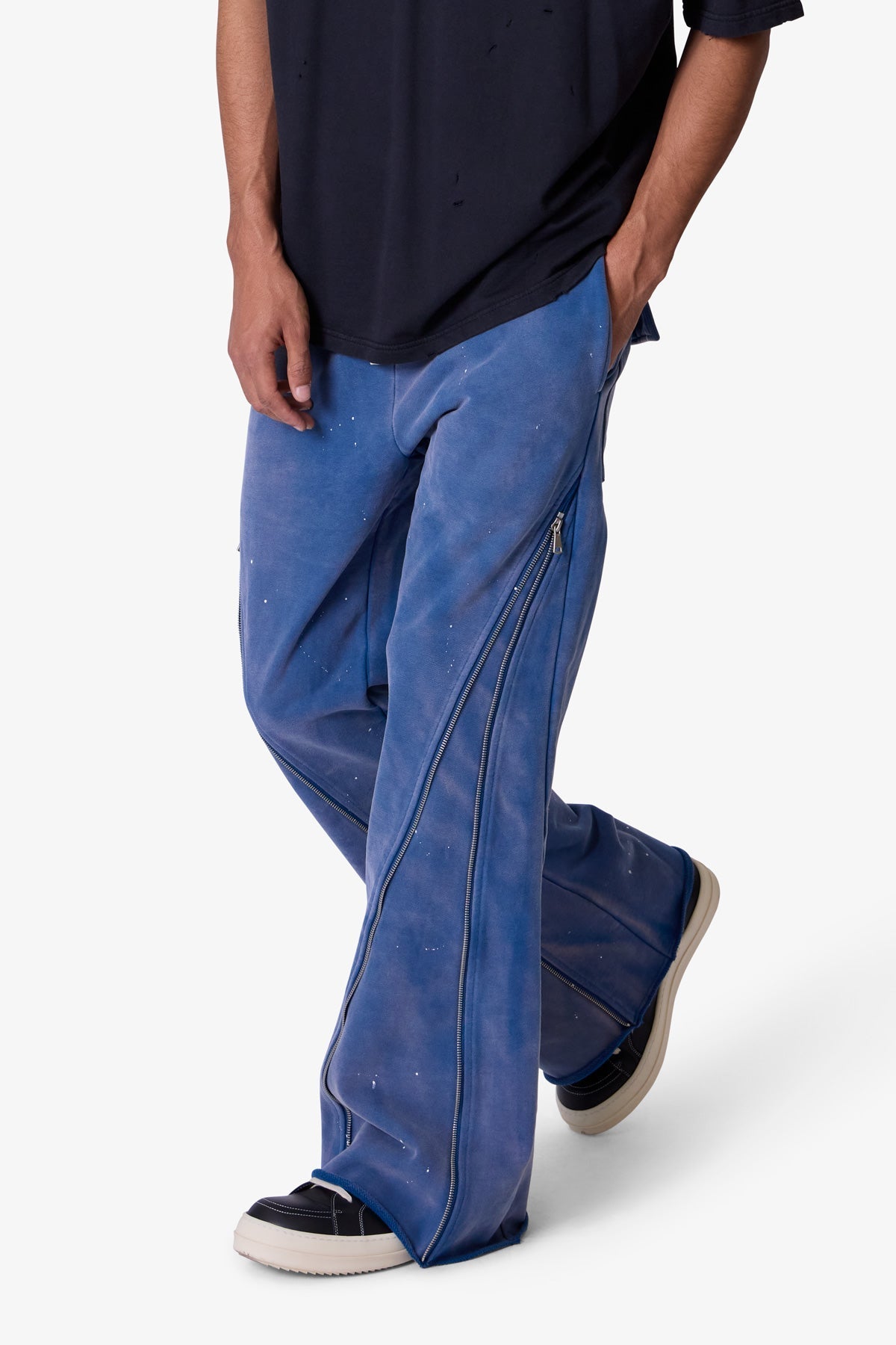 Zipper Flare Sweatpants | Blue