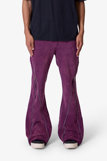 Zipper Flare Sweatpants | Purple
