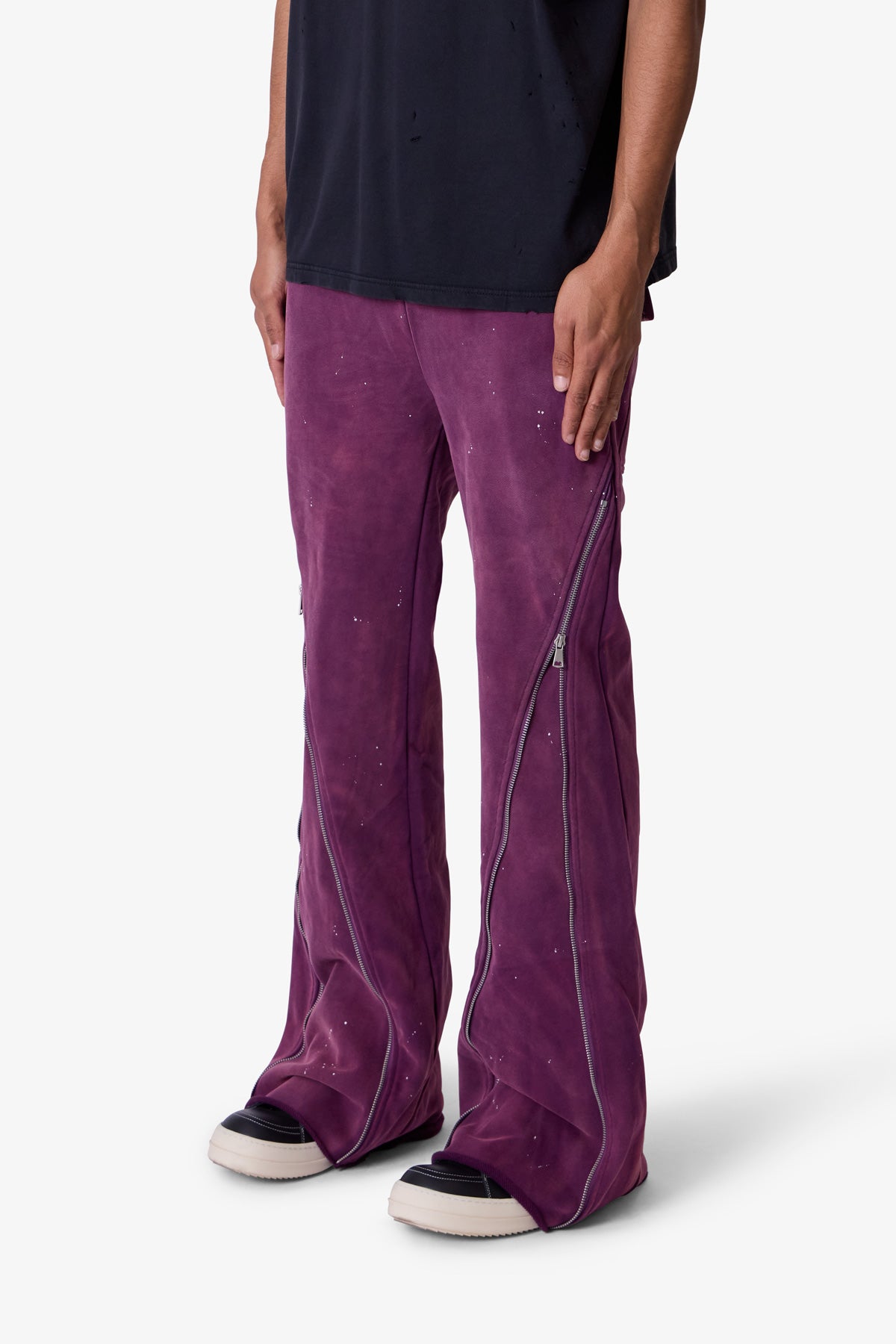 Zipper Flare Sweatpants | Purple