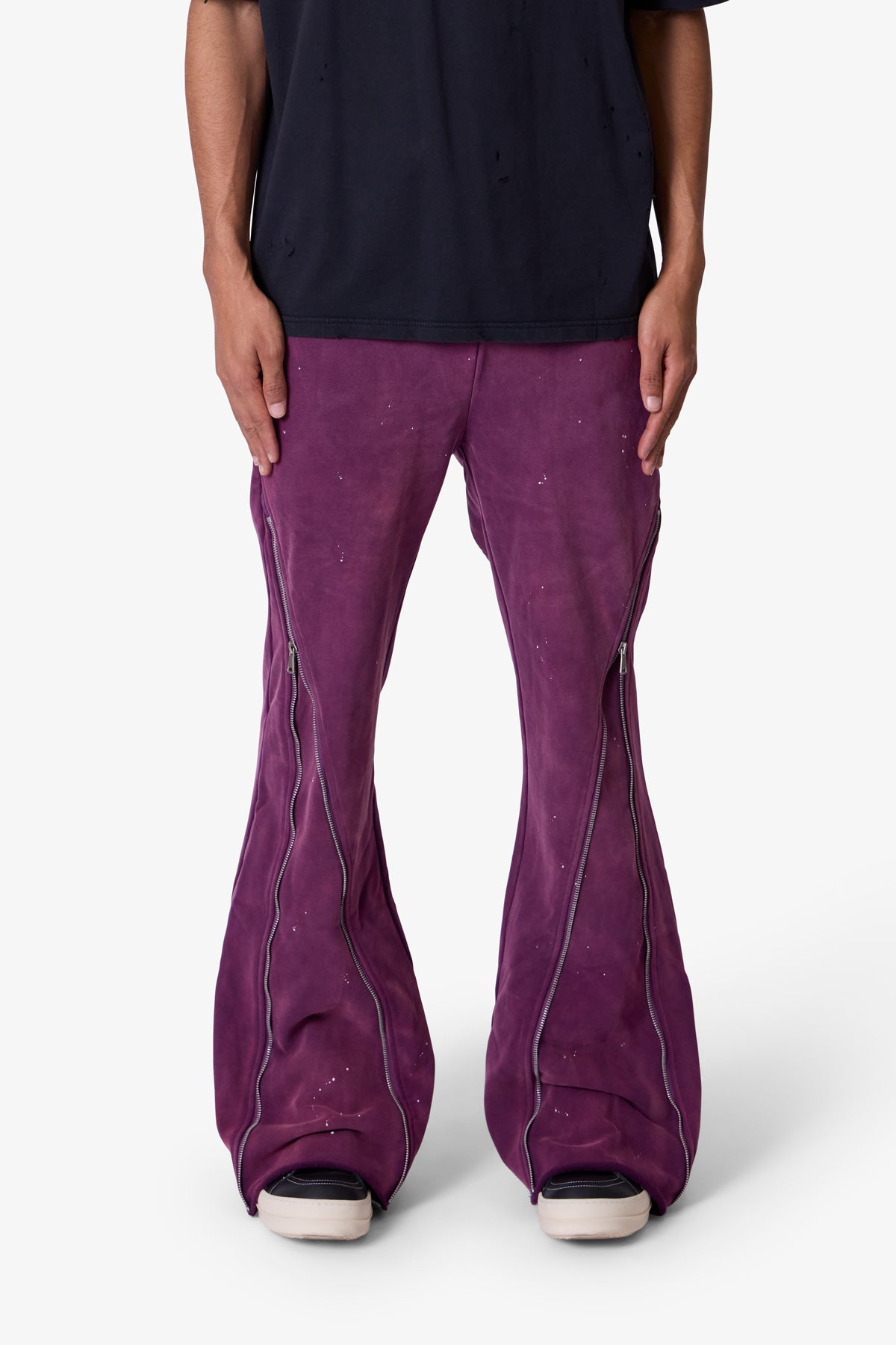 Zipper Flare Sweatpants | Purple