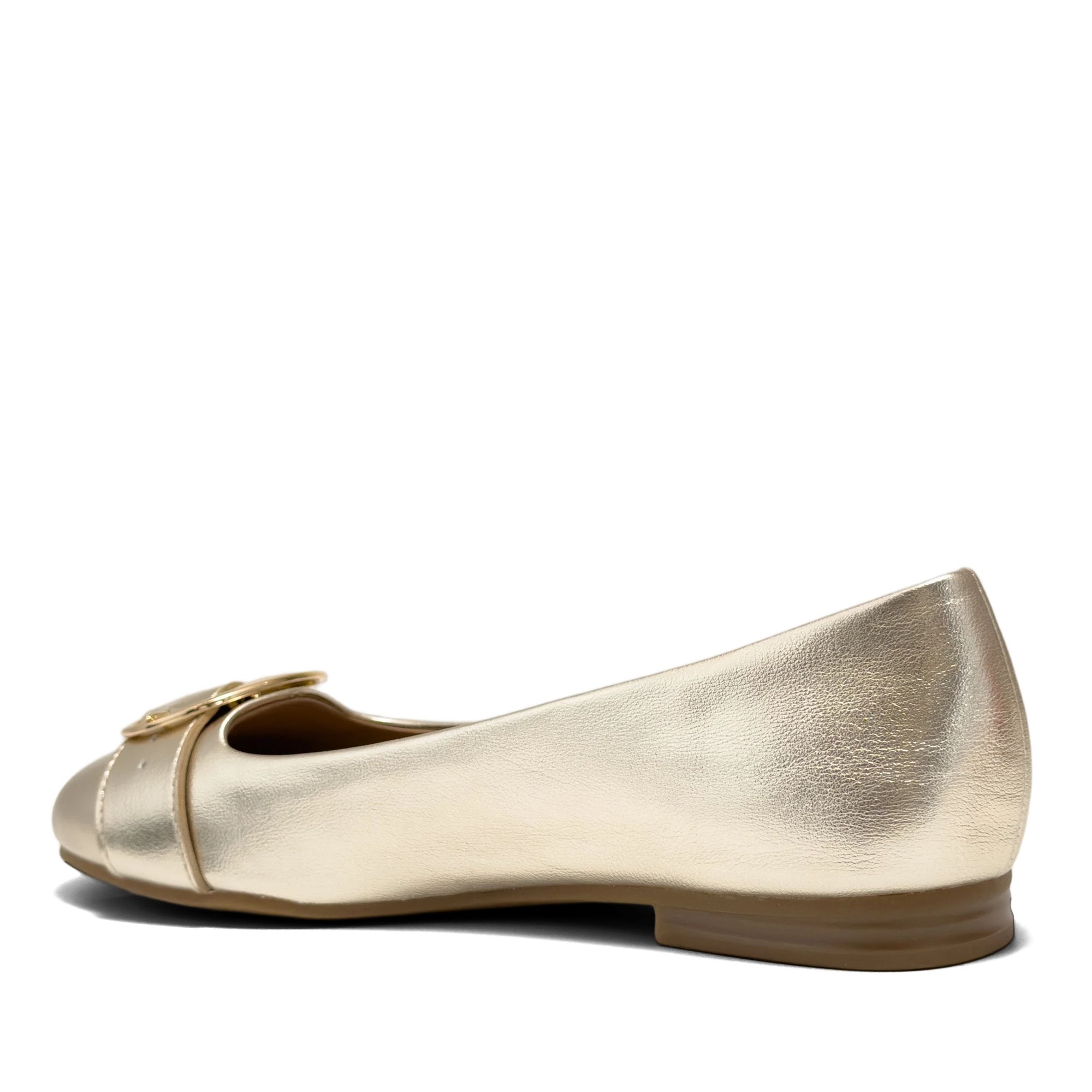 Paradise Casual Flat | Soft Gold Faux Metallic Nappa