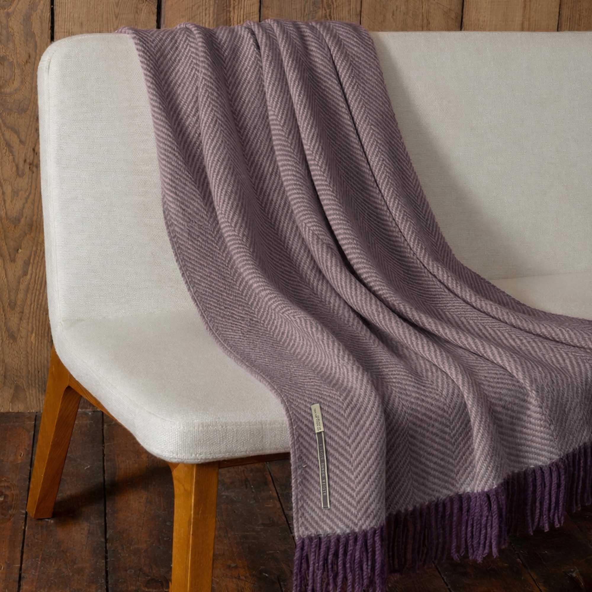 Chevron Throw | Ivory / Violet Melange