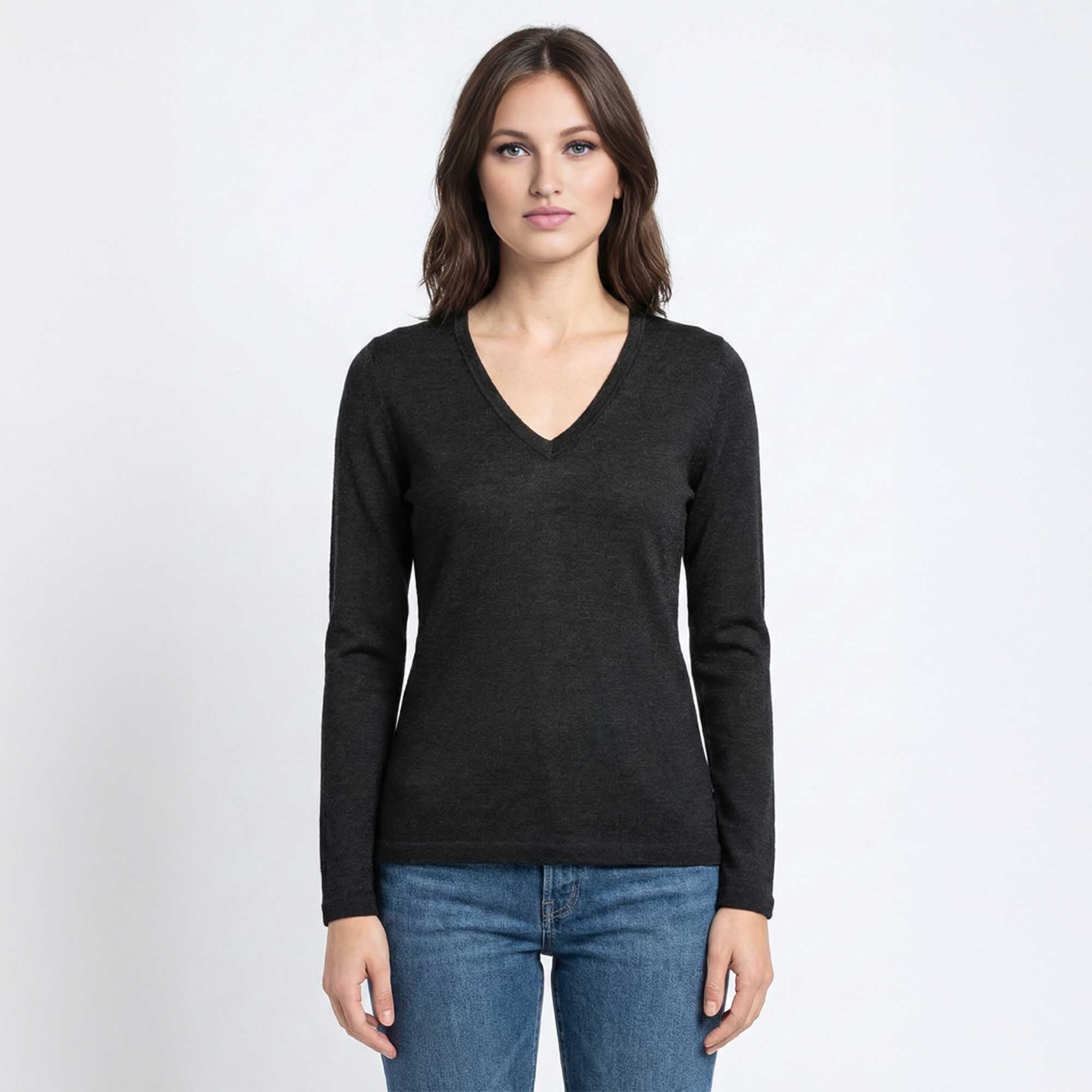 Women | V Neck Sweater | Black