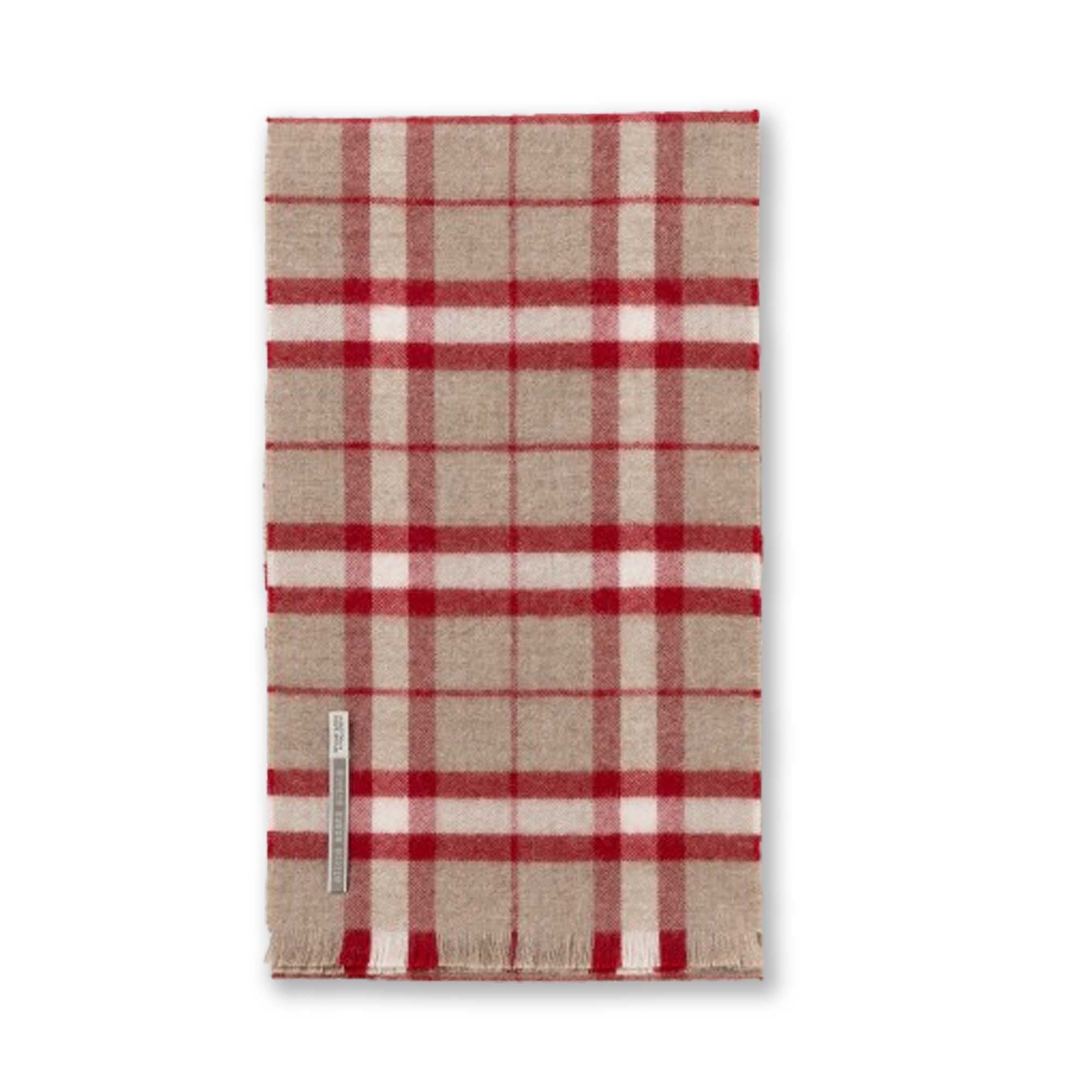 Unisex | Aberdeen Scarf | Light Taupe / Scarlet