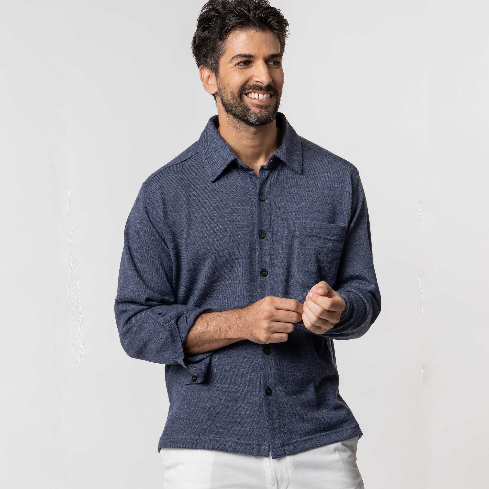 Men | Knit Shirt | Denim Blue