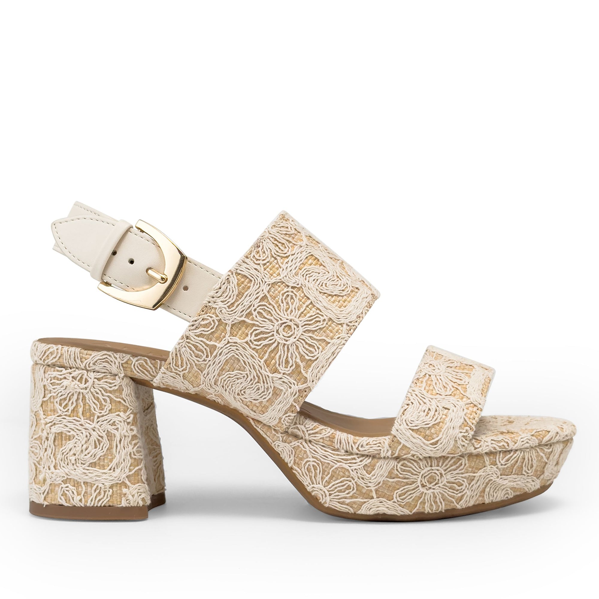 Camilia Sandal Platform | Natural/Eggnog Lace Raffia