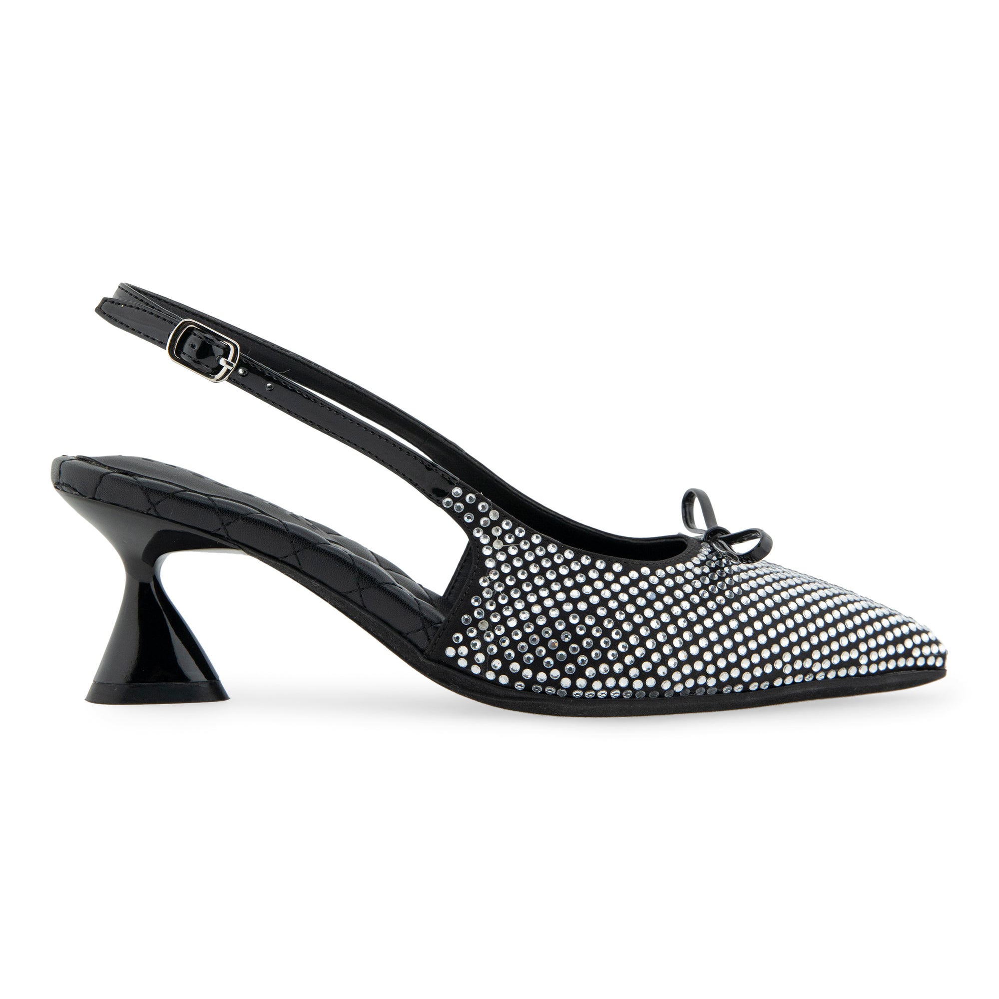 Janice Dress Slingback | Black Satin Satin