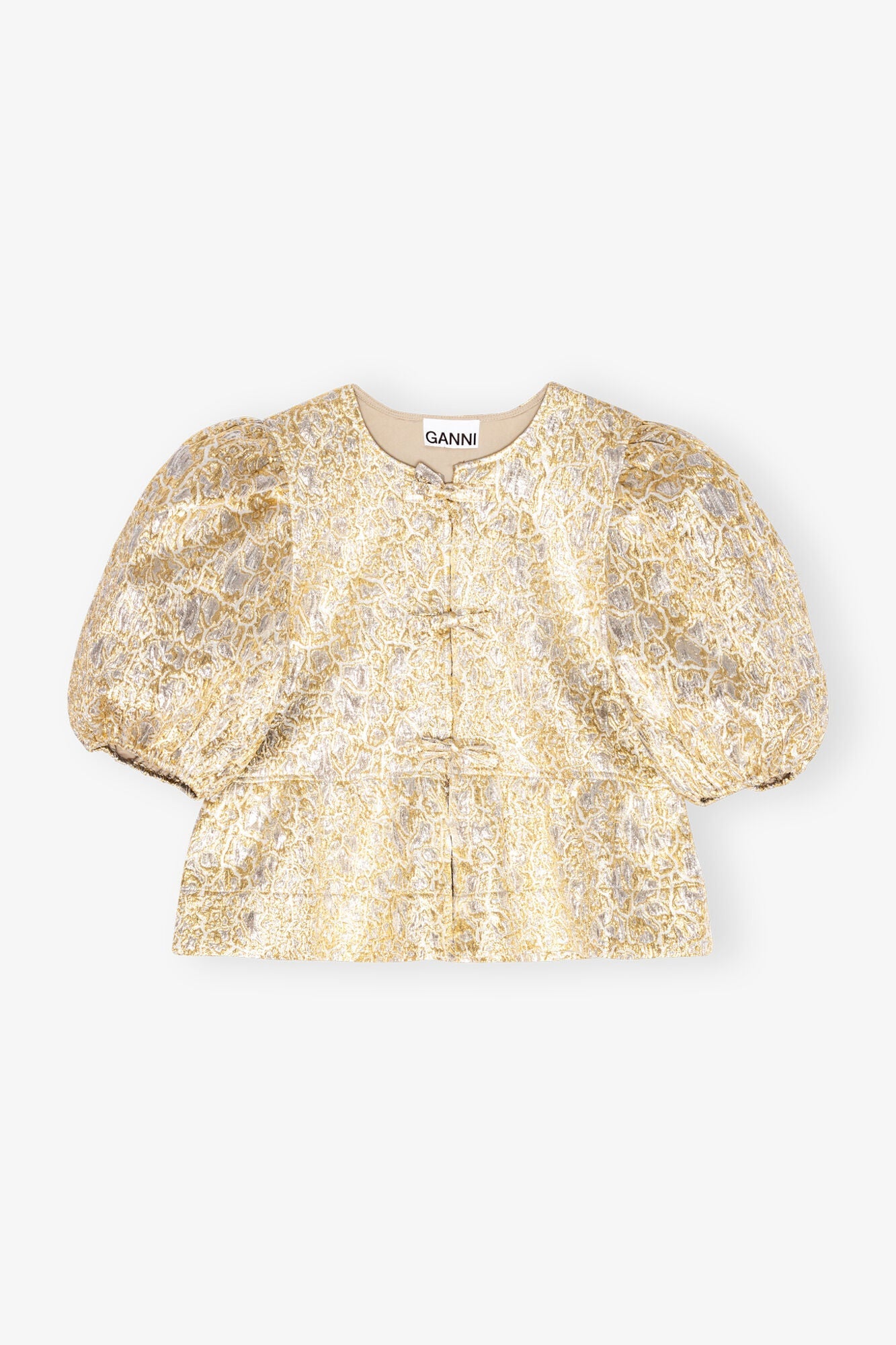 and Peplum Tie String Blouse | Gold/Silver