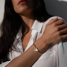 Mother of Pearl Heart Cuban Bracelet | 14K Yellow Gold Vermeil