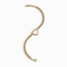 Mother of Pearl Heart Cuban Bracelet | 14K Yellow Gold Vermeil