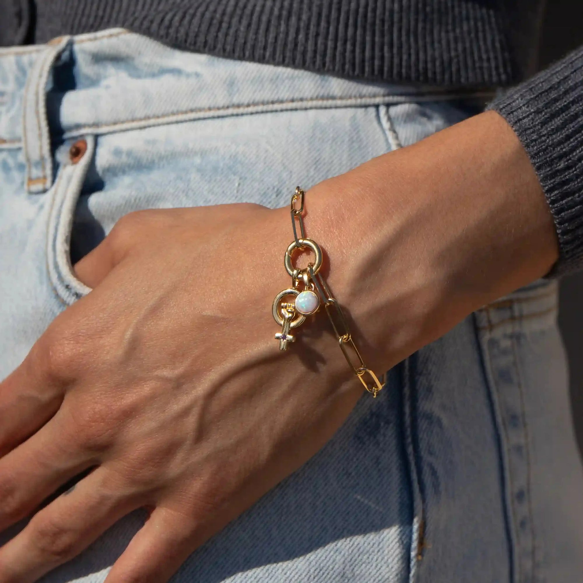 Woman Power Charm Bracelet | 14K Yellow Gold Vermeil