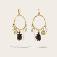 Deep Sea Gemstone Charm Hoops | 14K Yellow Gold Vermeil