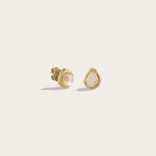 Organic Pearl Gemstone Studs | 14K Yellow Gold Vermeil