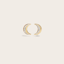Pavé Moon Studs | 14K Yellow Gold Vermeil