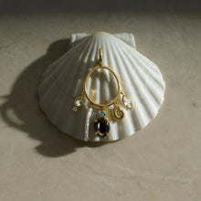 Deep Sea Gemstone Charm Hoops | 14K Yellow Gold Vermeil