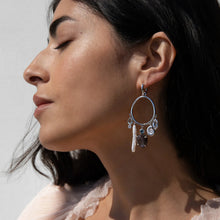 Deep Sea Gemstone Charm Hoops | 14K Yellow Gold Vermeil